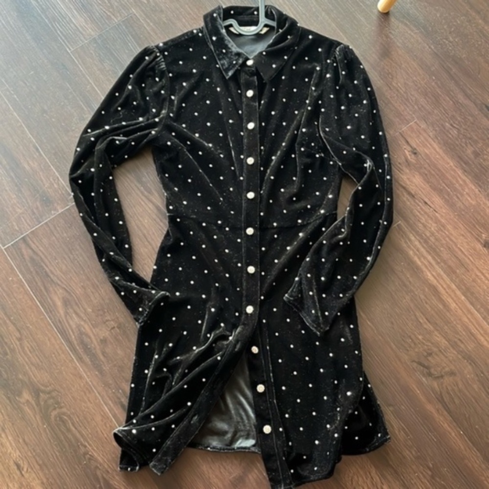 Zara velvet dress mini dress with rhinestones XS
